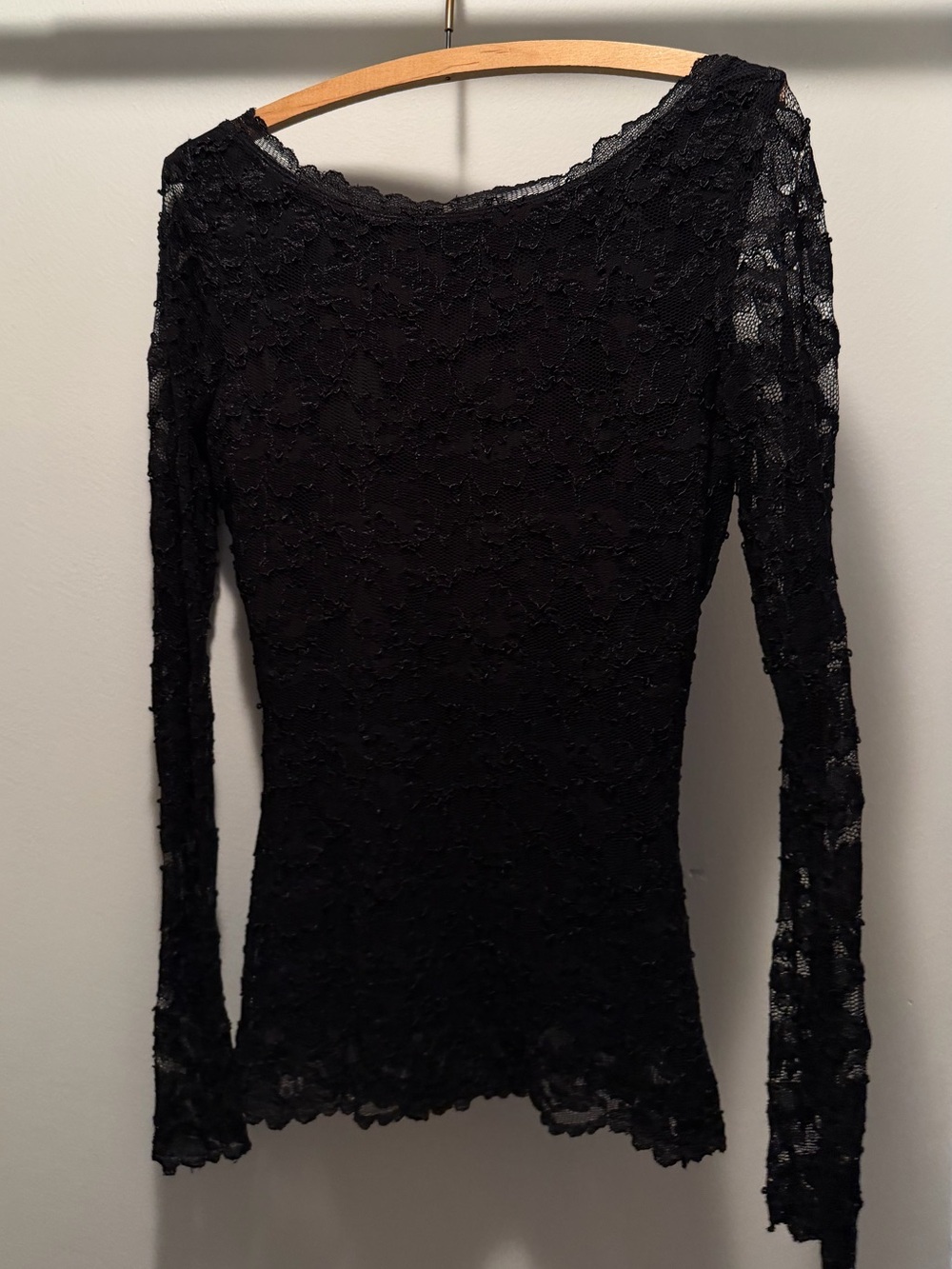 Hale Bob Black Long-Sleeve Lace Scoop Neck Top - Picture 4 of 4